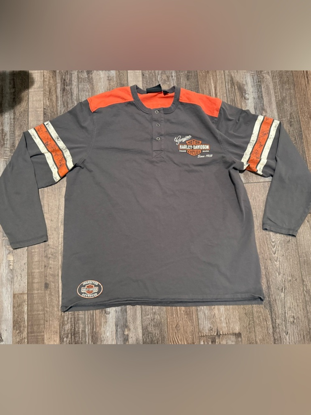 Men’s Harley-Davidson Charcoal & Orange Henley Shirt